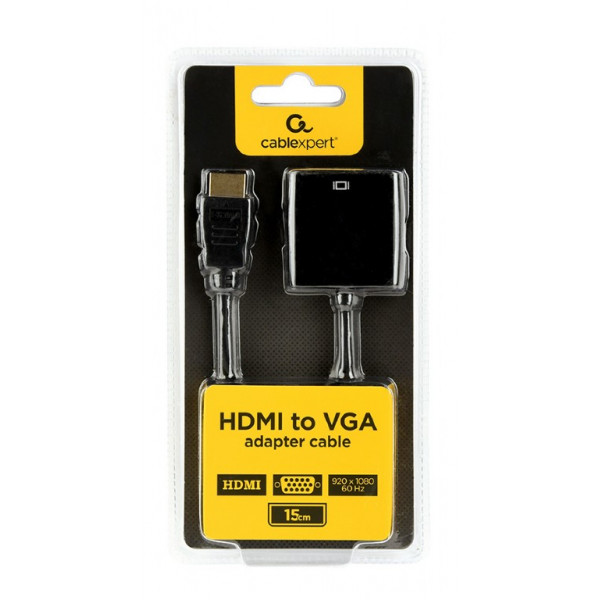 Адаптер Cablexpert HDMI - VGA V 1.4 (M/F), 0.15 м, чорний (A-HDMI-VGA-04) блістер