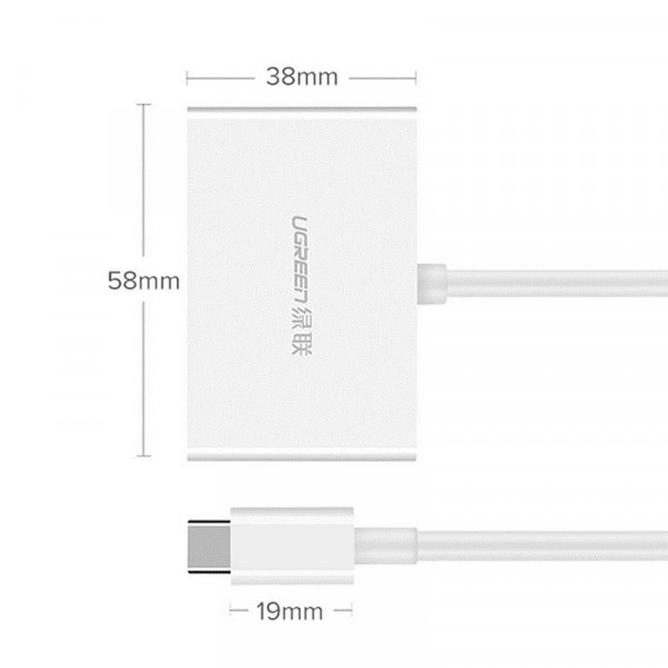 Адаптер Ugreen MM123 HDMI+VGA - USB Type-C (F/M), White (30843)