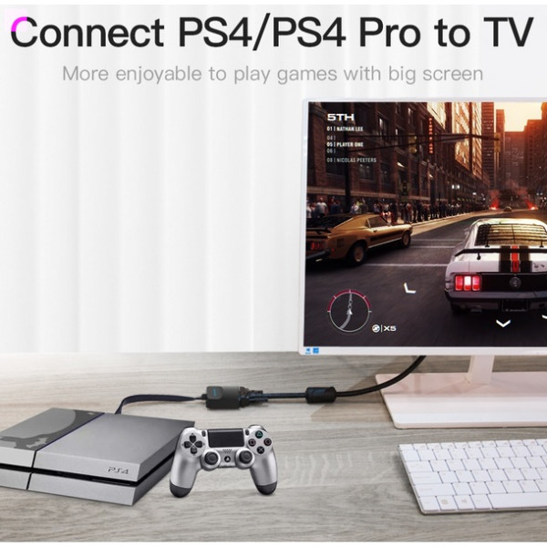 Адаптер Vention Flat HDMI - VGA (M/F), зі звуком і живленням, 0.15 м, чорний (42161)