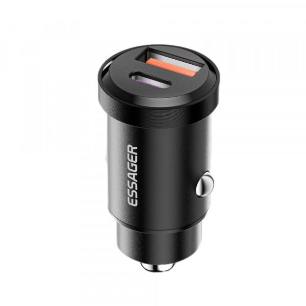 Автомобільний зарядний пристрій Essager Gyroscope Mini Charger USB-A + Type-C 30W Black (ECCAC-TL01)