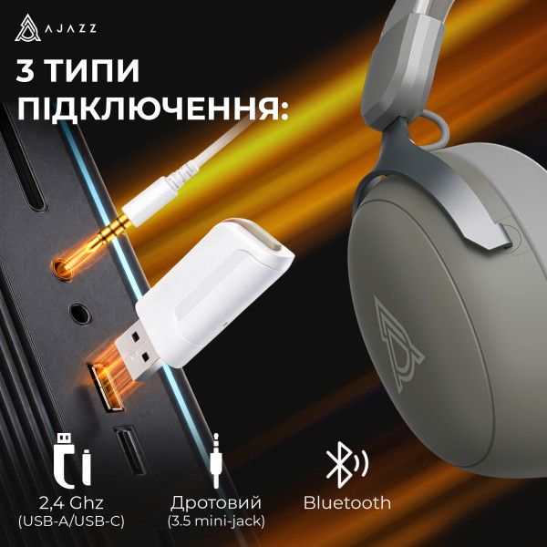 Bluetooth-гарнітура Ajazz AHM08 MAX 3-Mode Grey (AHM08-MAX-GW)