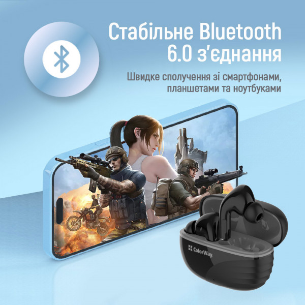 Bluetooth-гарнітура СolorWay Slim TWS-5 Earbuds Black (CW-TWS5BK)