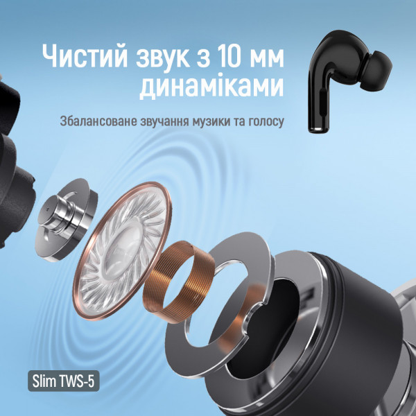 Bluetooth-гарнітура СolorWay Slim TWS-5 Earbuds Black (CW-TWS5BK)