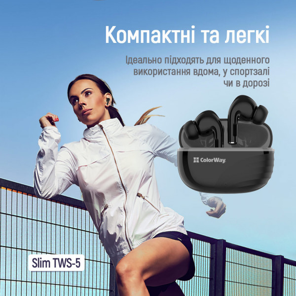 Bluetooth-гарнітура СolorWay Slim TWS-5 Earbuds Black (CW-TWS5BK)