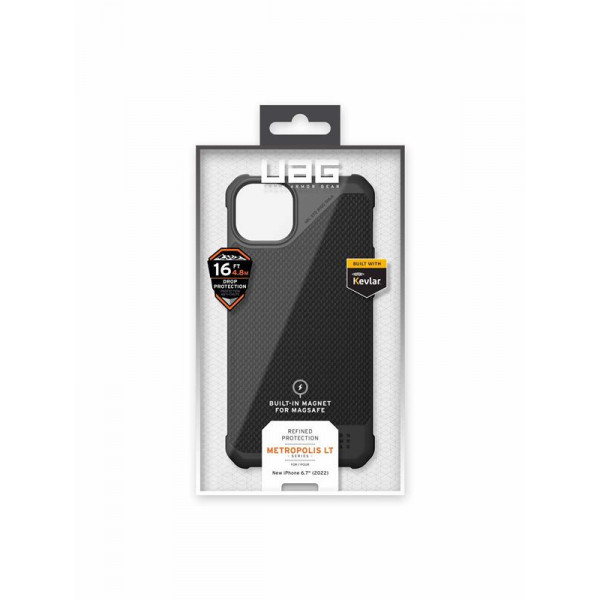Чохол-накладка Urban Armor Gear Metropolis LT Magsafe для Apple iPhone 14 Plus/15 Plus Kevlar Black (114049113940)