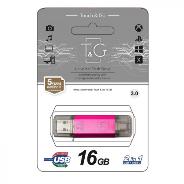 Флеш-накопичувач USB 3.0 16GB Type-C T&G 009 Star Series Fuchsia (TG009TC-16GFC3)