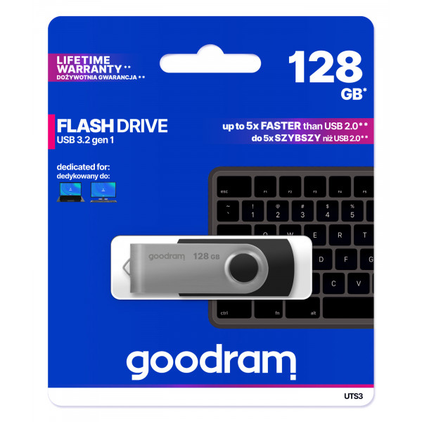 Флеш-накопичувач USB3.2 128GB Goodram UTS3 (Twister) Black (UTS3-1280K0R11)
