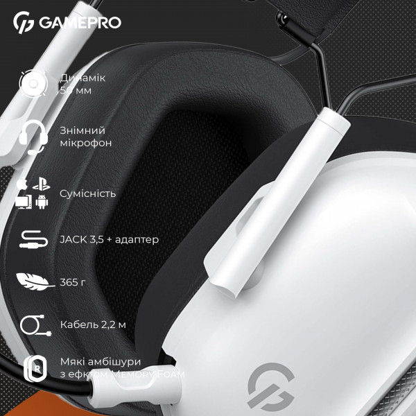Гарнітура GamePro Genesis Hunter White (HS1350W)