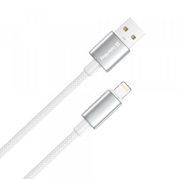 Кабель ColorWay USB - Lightning (M/M), zinc alloy braided, 3А, 1 м, White (CW-CBUL098-WT)