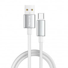 Кабель ColorWay USB - USB Type-C (M/M), zinc alloy braided, 3А, 1 м, White (CW-CBUC098-WT)