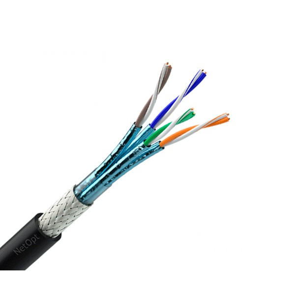 Кабель для зовнішньої прокладки OK-Net КПпПО-ВПЕ (1000) S/FTP, CAT 7A, 4х2х0,58, бухта 305м (7935107)