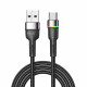 Кабель Essager Colorful LED USB - USB Type-C (M/M), 3A, 2 м Black (EXCT-XCDA01)