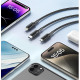 Кабель Essager Simple 3 in 1 USB - MicroUSB+USB Type-C+Lightning (M/M), 100W, 1.2 м Black (EXCMTL-JJ01-P)