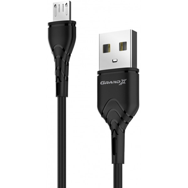 Кабель Grand-X USB - micro USB (M/M), Fast Сharge, 3 A, 1 м, Black (PM-03B)