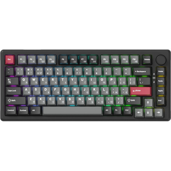 Клавіатура бездротова GamePro Asgard Yord Keychron Super Red Switch Black (MK266BK)