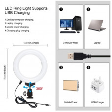 Комплект блогера Puluz PKT3028 4в1 (кільцеве світло, штативне кріплення, тримач для телефону, мікрофон)