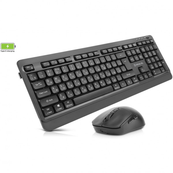 Комплект (клавіатура, миша) бездротовий REAL-EL Kit-555W Black