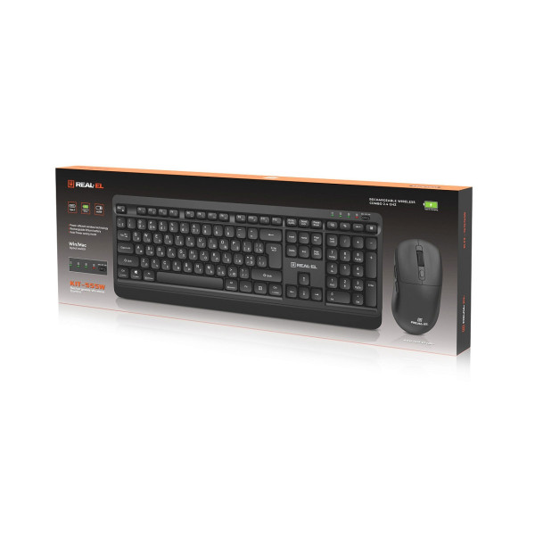 Комплект (клавіатура, миша) бездротовий REAL-EL Kit-555W Black