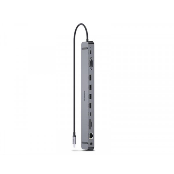 Концентратор REAL-EL CQ-1000 USB3.0х3/USB-C/HDMI/VGA/RJ45/SD/TF/3.5 mm audio, 0.4m, Space Grey