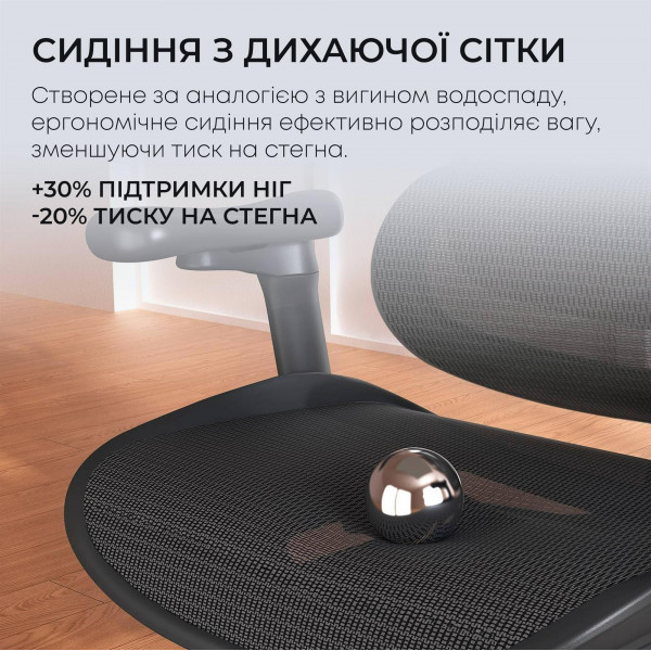 Крісло офісне Sihoo Doro C300L Mesh Black with footrest (Doro-C300L-A3-101-JT)