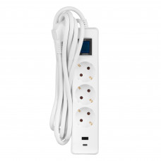 Мережевий фільтр 2E 3хSchuko, 1 х USB, 1 x USB-C, 3 м (2E-SP315M3USBWH)