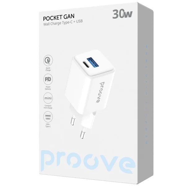Мережевий зарядний пристрій Proove Pocket GaN 30W White (WCPG30110002)