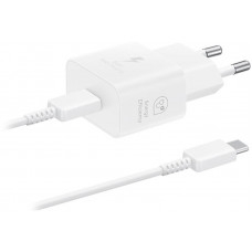 Мережевий зарядний пристрій Samsung EP-T2510XWEGEU White, 25W + кабель USB Type-C