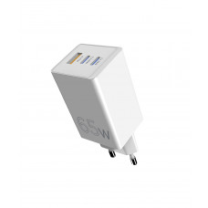 Мережевий зарядний пристрій Sigma mobile X-power 65W GaN, PD, QC (2xUSB-C + 1xUSB-A) White (PS65-01)