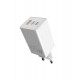 Мережевий зарядний пристрій Sigma mobile X-power 65W GaN, PD, QC (2xUSB-C + 1xUSB-A) White (PS65-01)