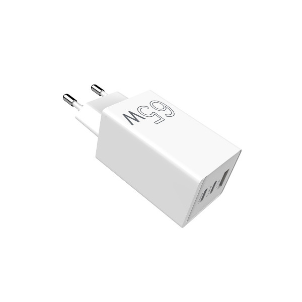 Мережевий зарядний пристрій Sigma mobile X-power 65W GaN, PD, QC (2xUSB-C + 1xUSB-A) White (PS65-01)