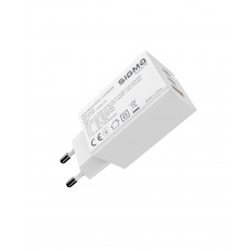 Мережевий зарядний пристрій Sigma mobile X-power 65W GaN, PD, QC (2xUSB-C + 1xUSB-A) White (PS65-01)