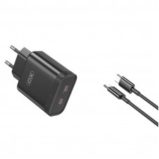 Мережевий зарядний пристрій XO L105 (2USB-С, 3А) PD Black (L105-CC.black)
