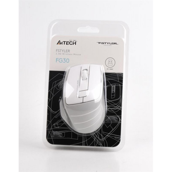 Миша бездротова A4Tech FG30 Grey/White