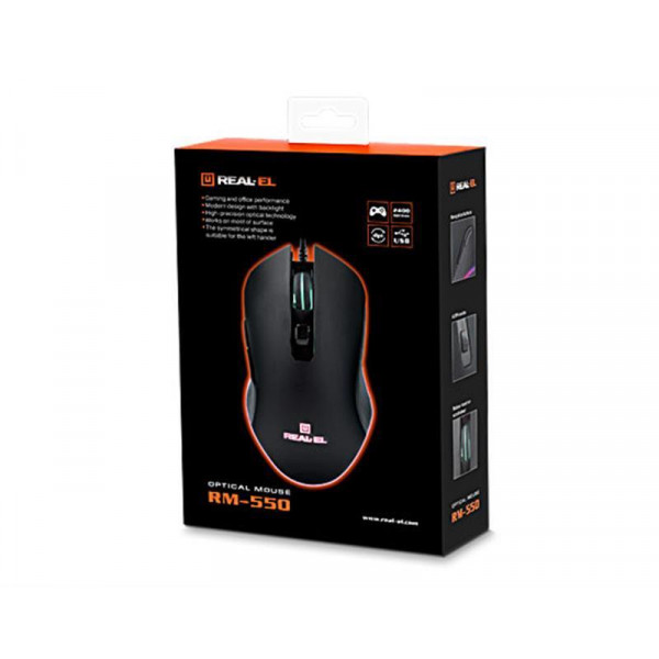 Миша REAL-EL RM-550 Black (EL123200027)