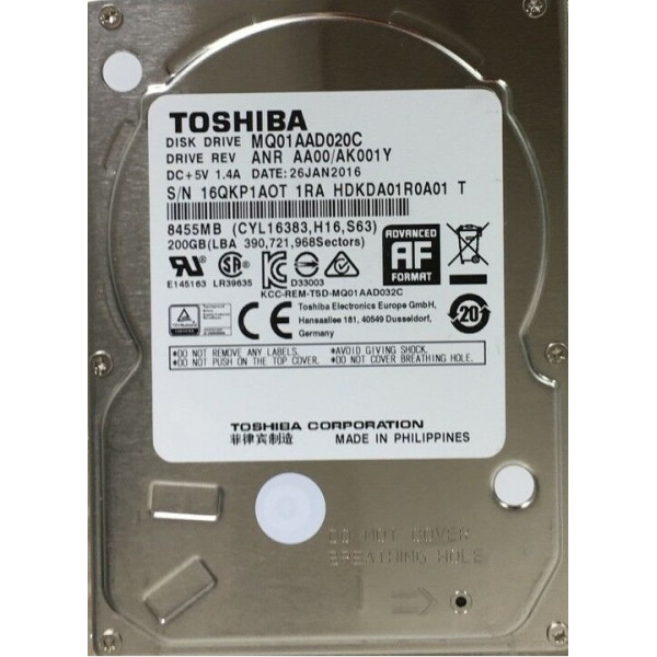 Накопичувач HDD 2.5" SATA 200GB Toshiba 4200rpm 8MB (MQ01AAD020C)