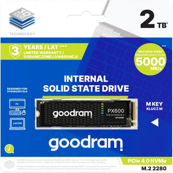 Накопичувач SSD 2TB Goodram PX600 M.2 2280 PCIe 4.0 x4 NVMe 3D NAND (SSDPR-PX600-2K0-80)