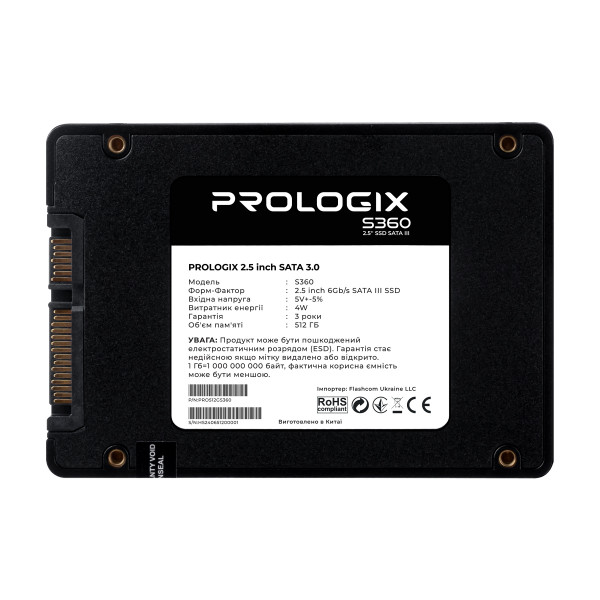 Накопичувач SSD 512GB Prologix S360 2.5" SATAIII TLC (PRO512GS360)
