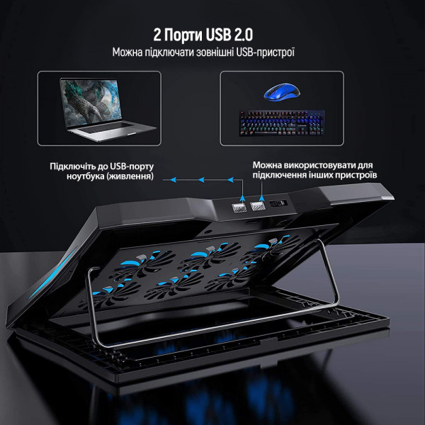 Охолоджуюча пiдставка для ноутбука ColorWay Cooling Laptop Q3, 10-17” (CW-CLQ3)