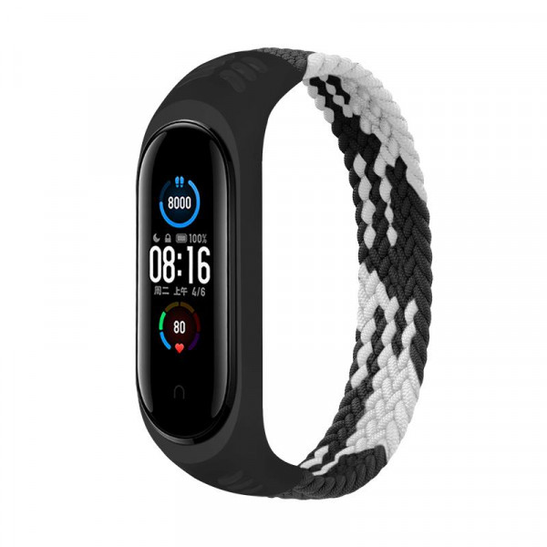 Ремінець BeCover Elastic Nylon Style для Xiaomi Mi Smart Band 5/Mi Smart Band 6 Size M Black/White (706147)