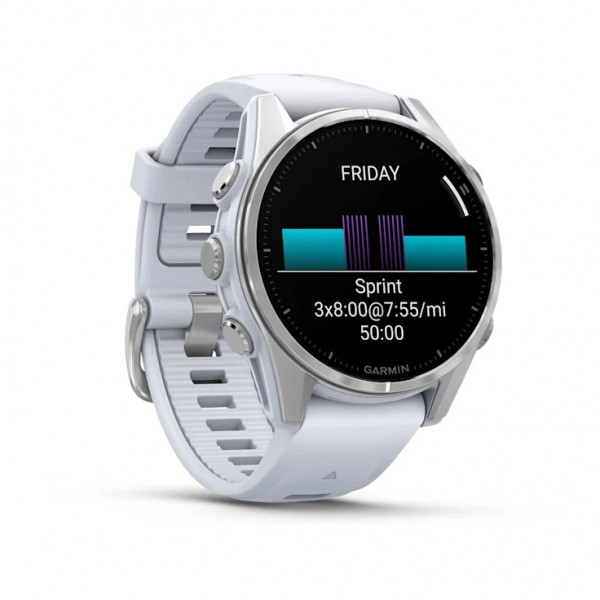 Смарт-годинник Garmin Fenix 8 43mm AMOLED Silver with Whitestone Silicone (010-02903-00)