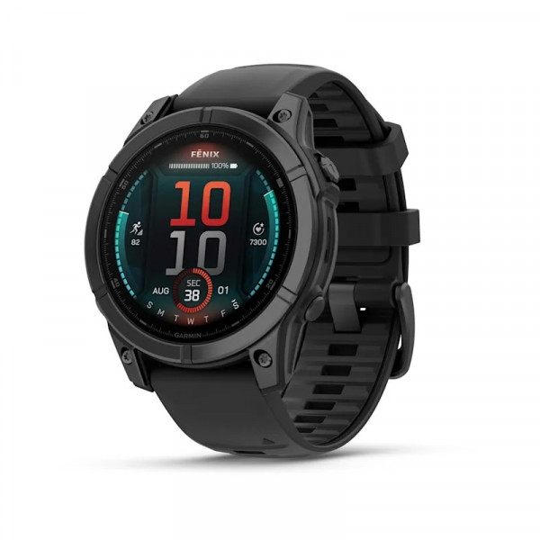 Смарт-годинник Garmin Fenix E 47mm AMOLED Slate Gray Steel with Black Silicone Band (010-03025-13)