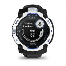 Смарт-годинник Garmin Instinct 3 50mm Solar Whitestone with Black/Bolt Blue Silicone (010-02935-43)