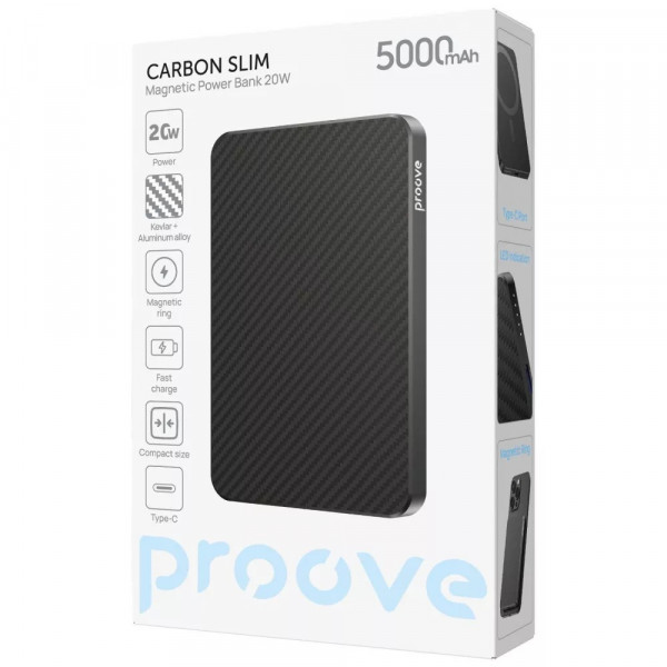 Універсальна мобільна батарея Proove Carbon Slim 20W 5000mAh Black (PBCS20010001)