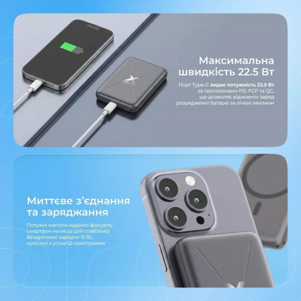 Універсальна мобільна батарея Proove X-Core 22.5W 10000mAh Purple (PNXC22010009)