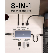 USB-хаб Anker USB-C 8-в-1 Black (A83830A2)