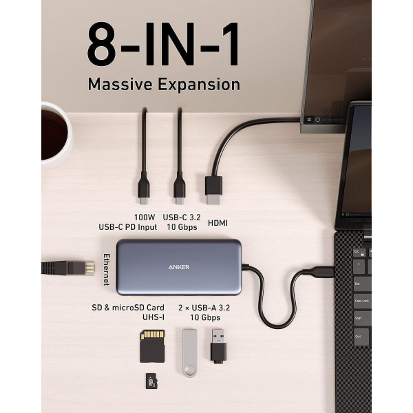USB-хаб Anker USB-C 8-в-1 Black (A83830A2)