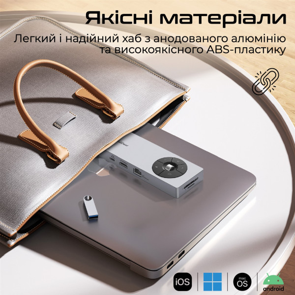 USB-хаб Promate ComandHub-Pro USB Type-C Grey