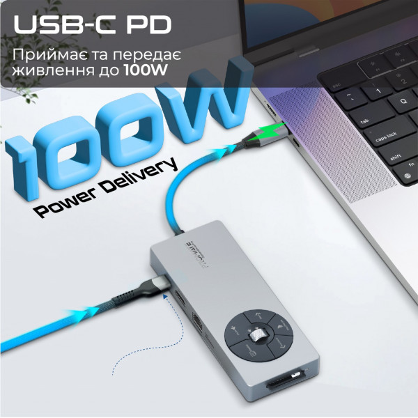 USB-хаб Promate ComandHub-Pro USB Type-C Grey