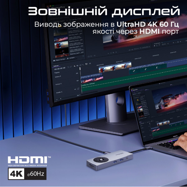 USB-хаб Promate ComandHub-Pro USB Type-C Grey