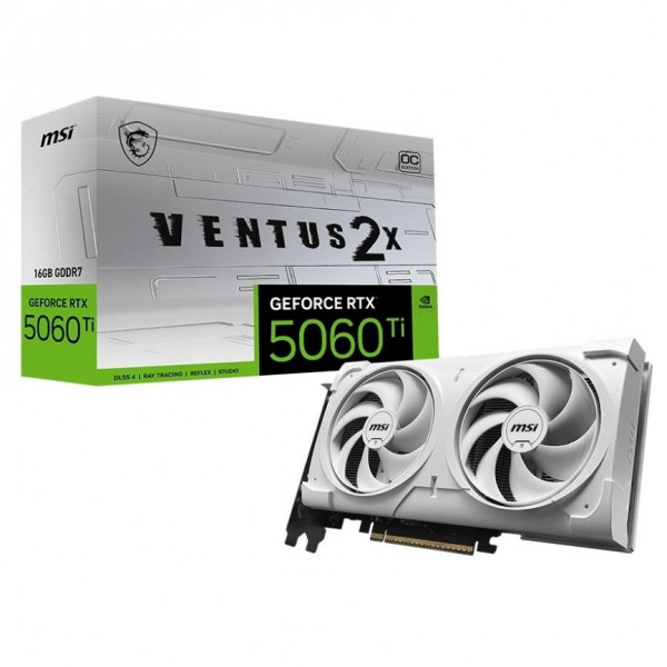 Відеокарта GF RTX 5060 Ti 16GB GDDR7 Ventus 2X OC White Plus MSI (GeForce RTX 5060 Ti 16G VENTUS 2X OC WHITE PLUS)
